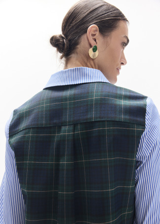 Camisa Combinada de Riscas Tartan