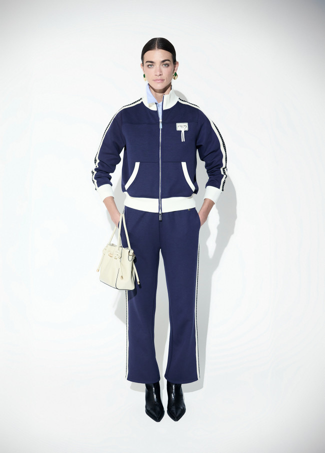 Sweatshirt with Bicolor Side Stripe and Strass...