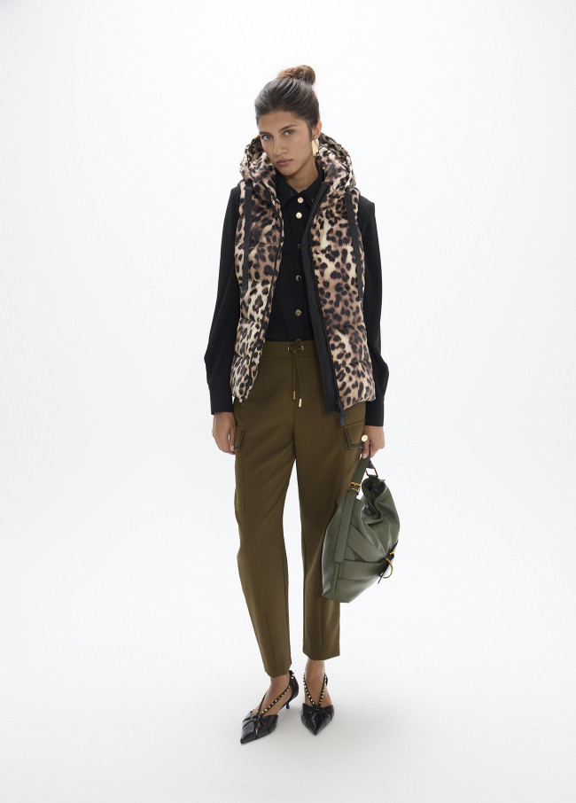 Gilet corto stampa leopardo
