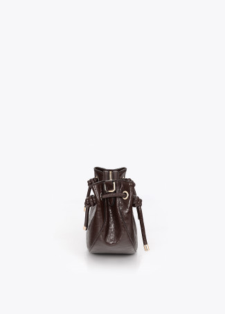 Sac Bandoulière Demi-lune avec Détail de Tube Métallique Gravé
