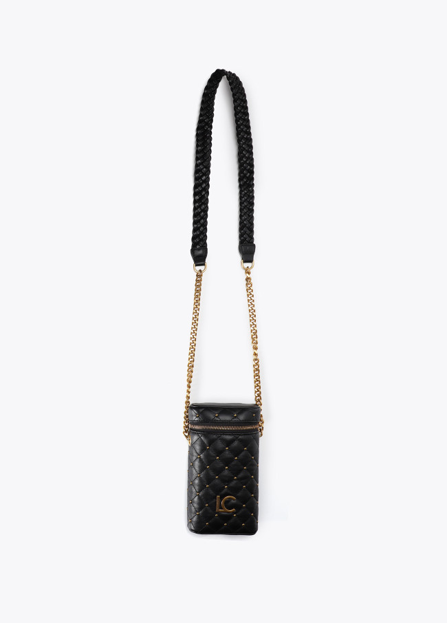 Pochette pour téléphone effet cuir matelassé avec mini clous