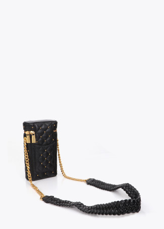 Pochette pour téléphone effet cuir matelassé avec mini clous