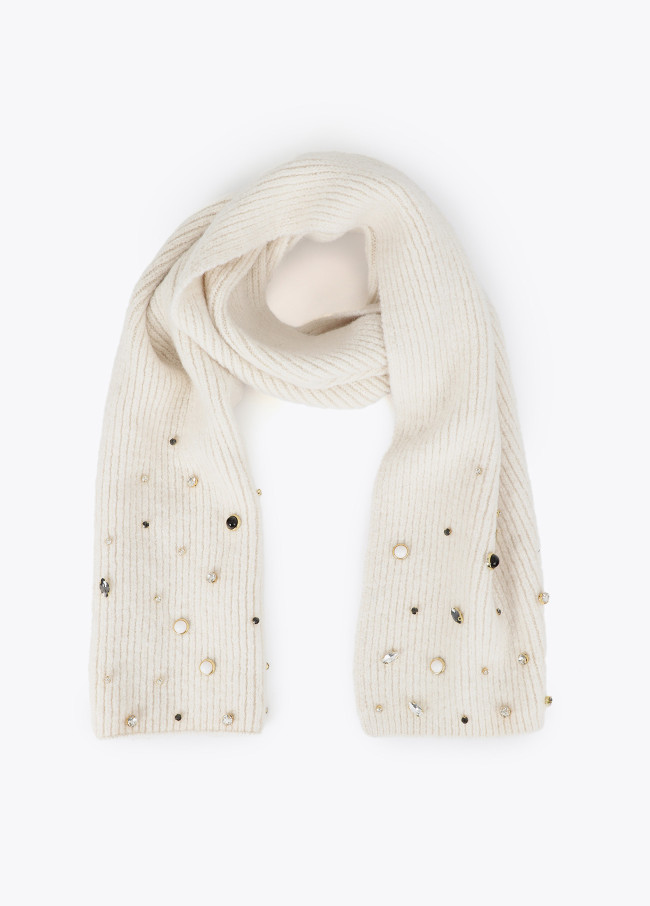 Knitted Scarf with Pearls and Crystals