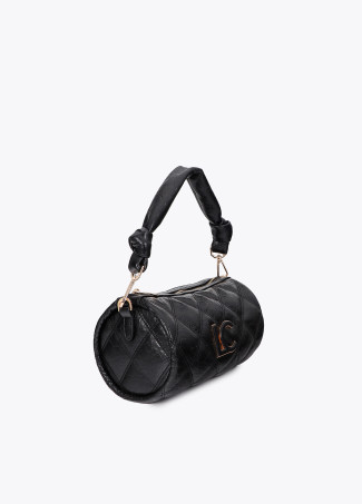 Sac Bandoulière Matelassé en Forme de Baril avec Couture Double et Tirette Tubulaire