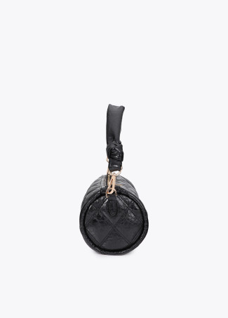 Sac Bandoulière Matelassé en Forme de Baril avec Couture Double et Tirette Tubulaire