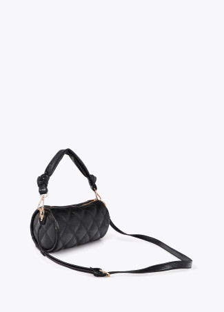 Sac Bandoulière Matelassé en Forme de Baril avec Couture Double et Tirette Tubulaire