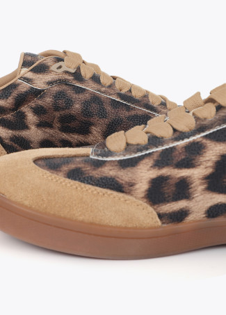 Sneaker with Logo and Studs Animal Print