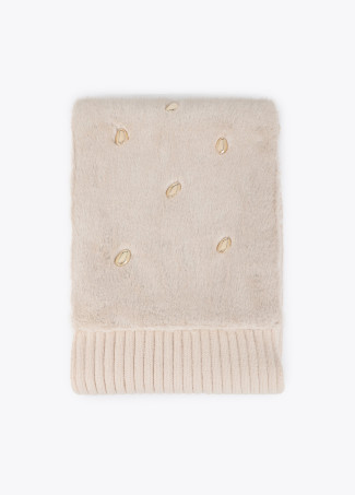 Faux Fur Neck with Metallic Details