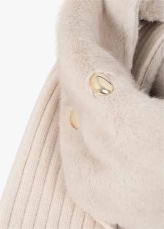 Faux Fur Neck with Metallic Details