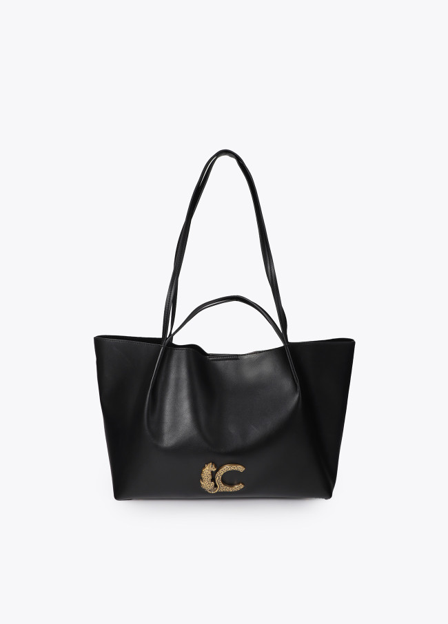 Leather Effect Shopper with Double Handle