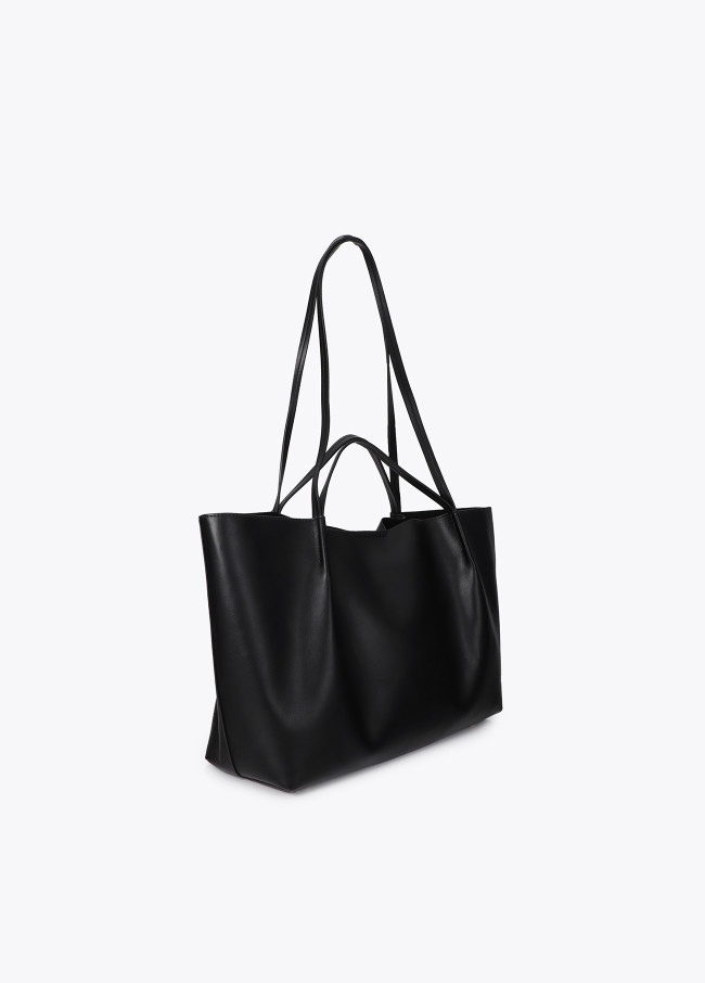 Leather Effect Shopper with Double Handle