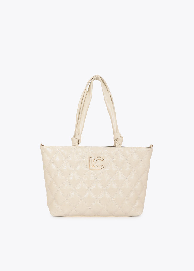 Shopper Matelassé avec Double Couture et Poignée Tubulaire