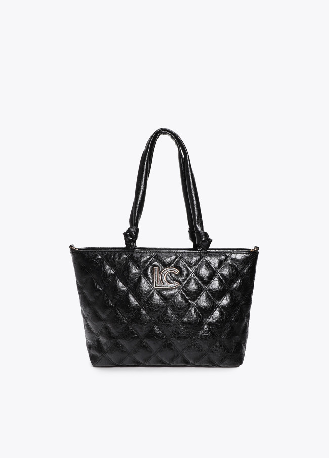 Shopper matelassé avec double couture et poignée tubulaire