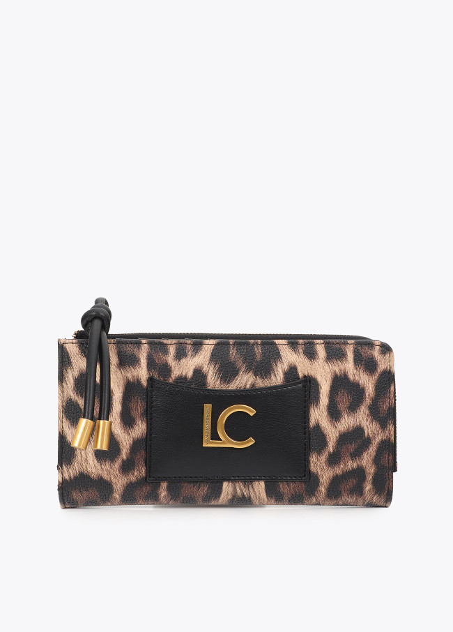Billetero animal print con bolsillo delantero