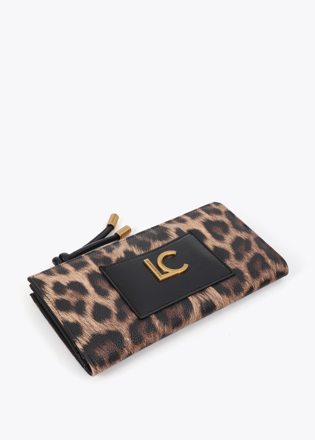 Billetero animal print con bolsillo delantero