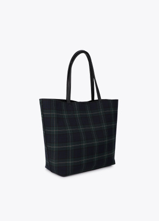 Shopper en tissu à carreaux avec écusson
