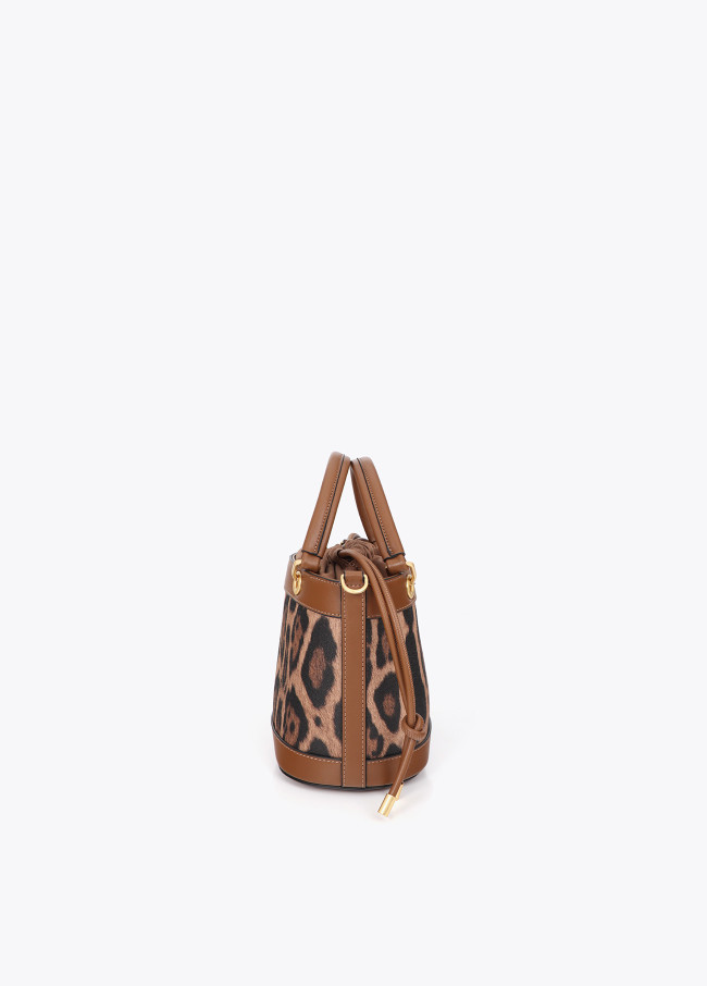 Sac Seau Combiné Effet Cuir et Imprimé Animal