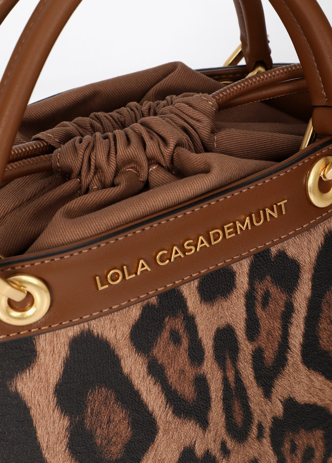 Sac Seau Combiné Effet Cuir et Imprimé Animal
