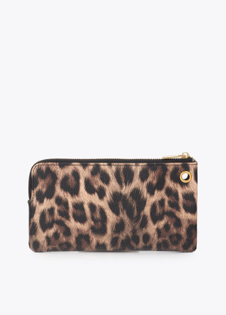 Portefeuille Double Effet Cuir Imprimé Animal et Cuir