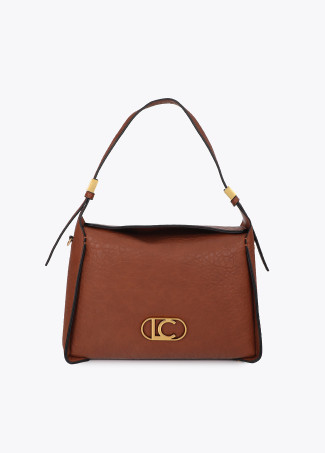 Faux Leather Bowling Bag with Cutout Detail