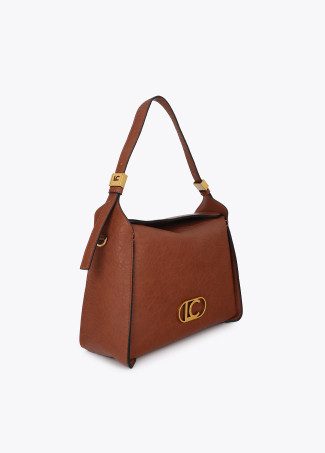 Faux Leather Bowling Bag with Cutout Detail