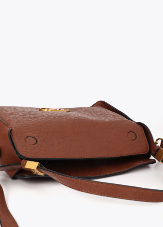Faux Leather Bowling Bag with Cutout Detail