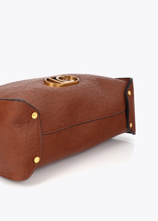 Faux Leather Bowling Bag with Cutout Detail