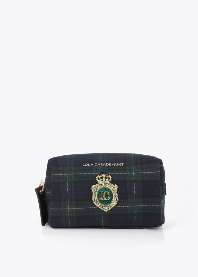Nécessaire en Tissu Tartan avec Écusson Personnalisé