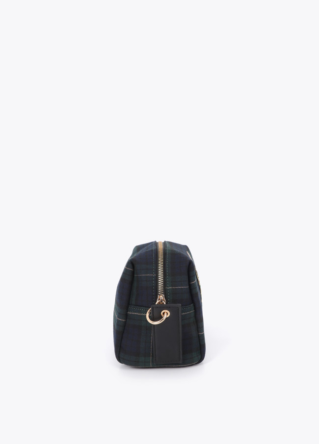 Necessaire de Tecido Tartan com Patch...