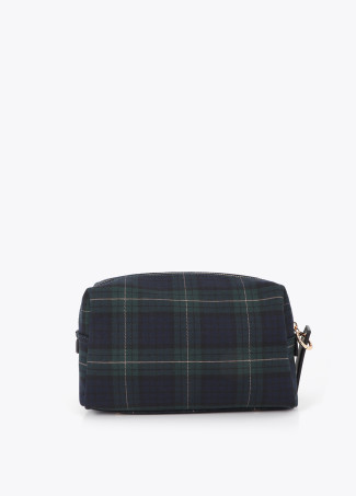 Necessaire de Tecido Tartan com Patch Personalizado