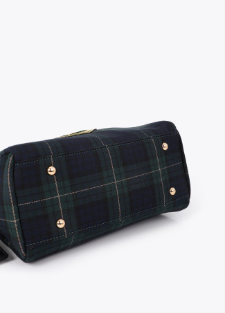 Necessaire de Tecido Tartan com Patch Personalizado