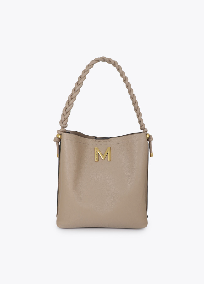 Borsa Shopper con Dettaglio Intrecciato