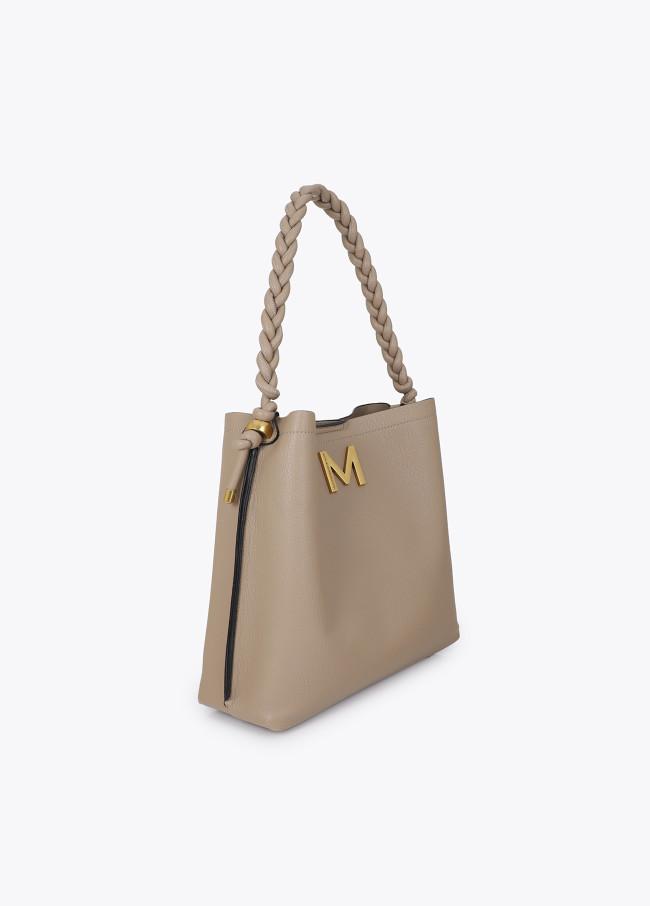 Borsa Shopper con Dettaglio Intrecciato