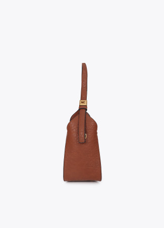 Faux Leather Shoulder Bag with Perforated Detailing