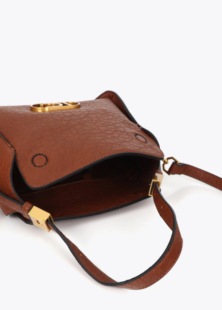 Faux Leather Shoulder Bag with Perforated Detailing