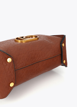 Faux Leather Shoulder Bag with Perforated Detailing