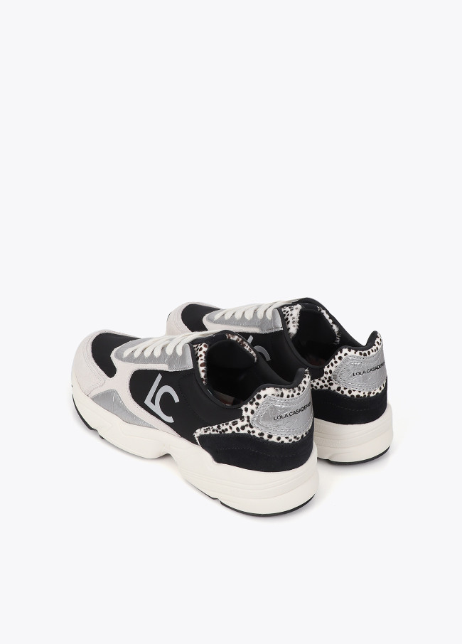 Running Sole Sneakers in Mixed Materials and...