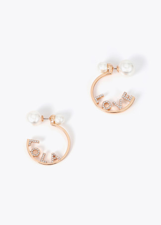 Boucle d'oreille combinée double perle
