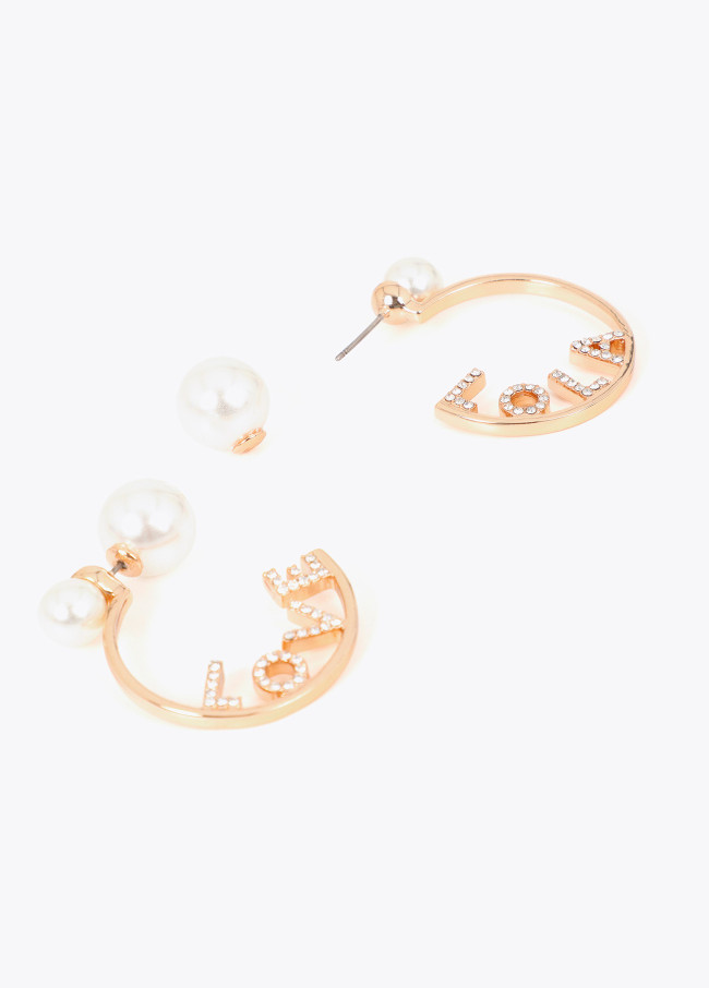 Pendiente combinado doble perla