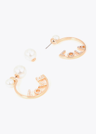 Pendiente combinado doble perla