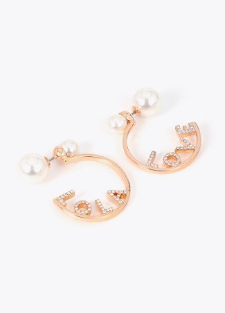Pendiente combinado doble perla