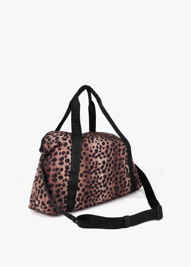 Nylon Weekend-Tasche mit Animal Print