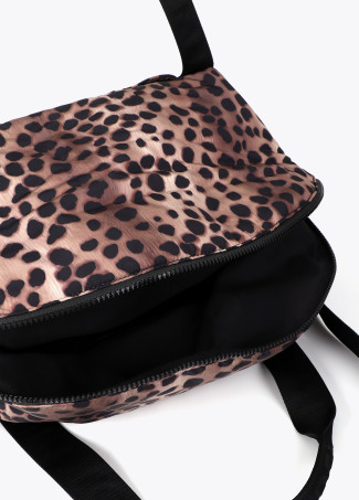 Borsa Weekend in Nylon con Stampa Animalier