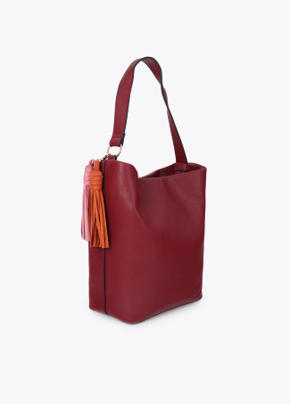 Shopper effet cuir avec logo et pompons