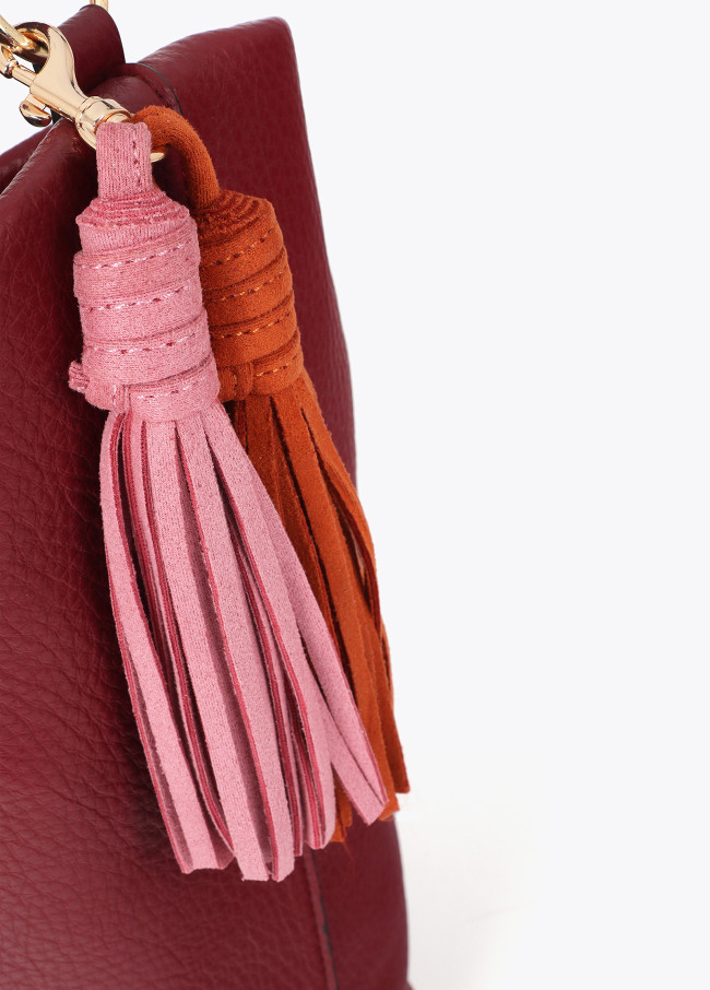 Faux Leather Shopper with Logo and Tassel Detail