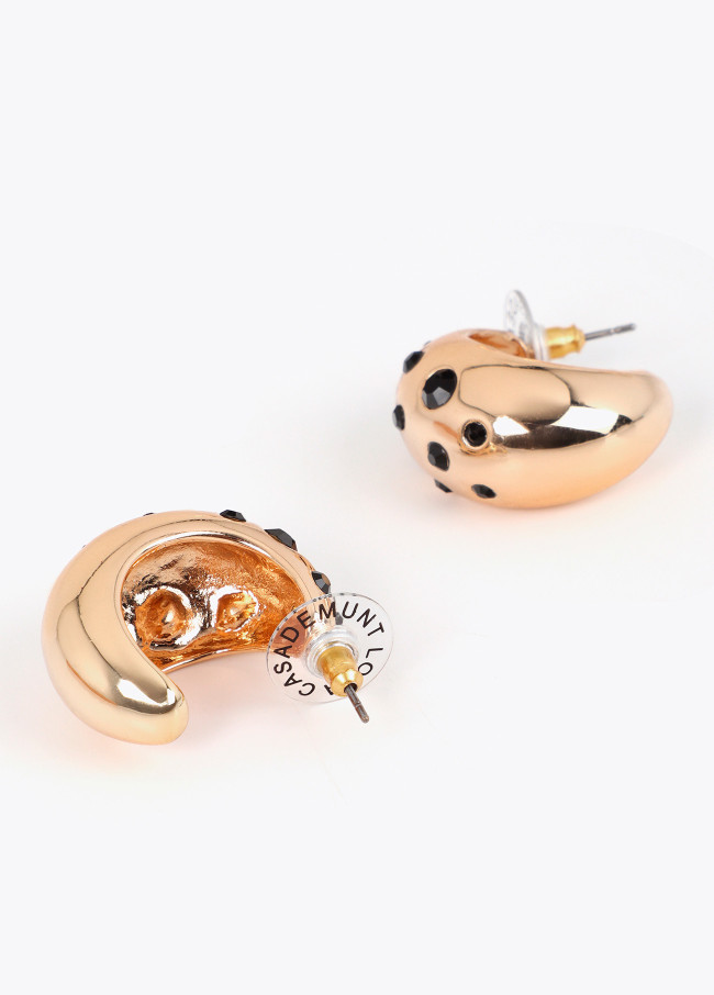 Boucles d'Oreilles Goutte Cristaux Noirs