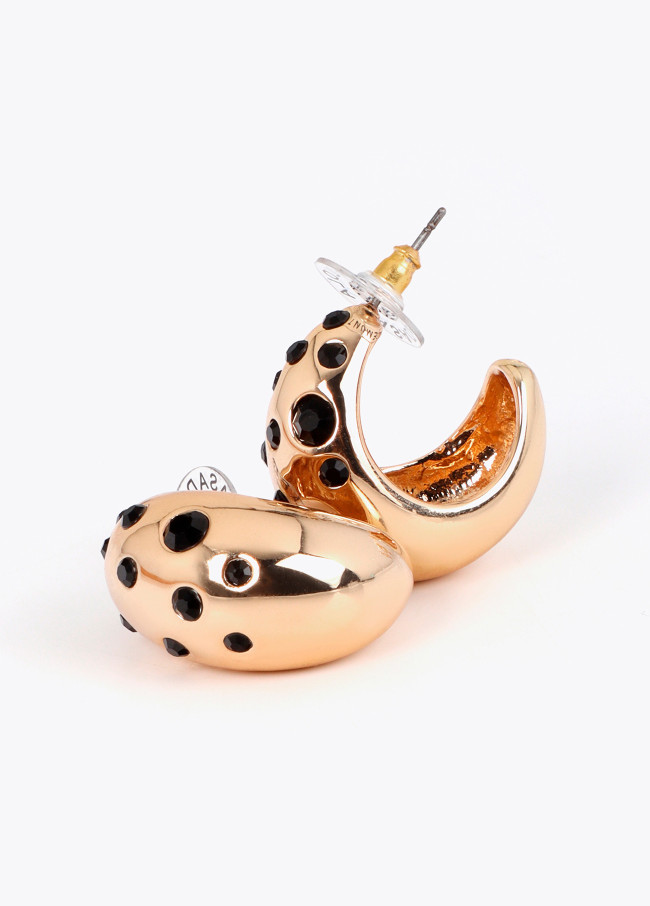 Boucles d'Oreilles Goutte Cristaux Noirs