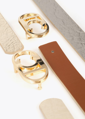 Thin Reversible Belt with Oval Buckle