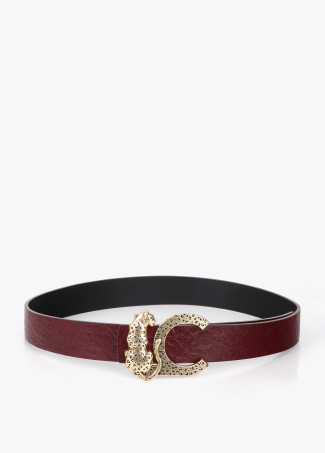 Cinturón reversible textura con hebilla animal