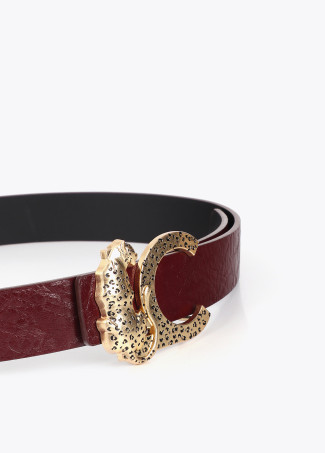 Cinturón reversible textura con hebilla animal